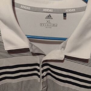 Adidas Men's Polo with Black and White Stripes
